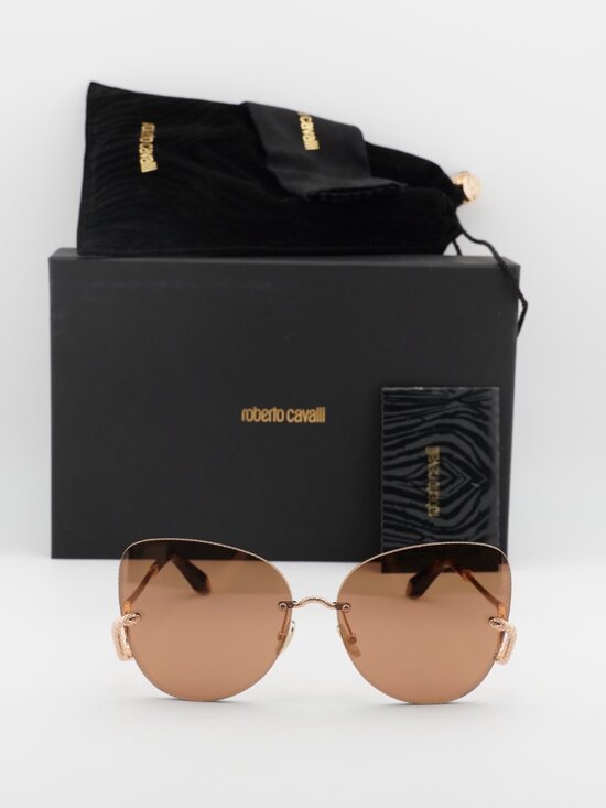 Roberto Cavalli SRC062 8FCX Butterfly Sunglasses - Gold / Brown main image 7